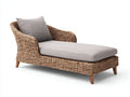 Tumbonas de ratán 190x82x88 cm - marrón natural y beige claro - diseño envolvente con reposabrazos y superficie acolchada