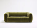 Sofás 3 plazas tapizados 220 x 95 x 76 cm - verde oliva - diseño moderno curvo con tapizado acanalado