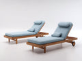 Tumbonas de madera maciza 205x78x98 cm - Azul claro-Color madera natural - Respaldo reclinable ruedas y apoyo lumbar