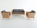 Sofás de exterior de ratán 160 x 82 x 78 cm - marrón natural y gris oscuro - conjunto de tres piezas para jardín