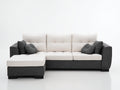 Sofás de esquina tapizado en tela 255x165x88 cm - blanco-gris oscuro - diseño moderno