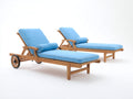 Tumbonas de madera 200 x 72 x 92 cm - azul y madera natural - conjunto de dos con respaldo reclinable y ruedas
