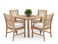 Conjuntos de comedor de jardín de madera maciza 90x90x75 cm - Color madera natural-Beige - Mesa cuadrada y 4 sillas con reposabrazos