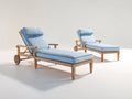 Tumbonas de madera 205 x 75 x 95 cm - azul claro y madera natural - conjunto de dos con respaldo reclinable reposabrazos y ruedas