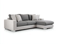 Sofás de esquina tapizado en tela 265x175x82 cm - Gris y beige - Diseño moderno con chaise longue y patas metálicas