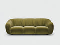 Sofás 3 plazas tapizado en terciopelo 220x98x78 cm - verde oliva - diseño envolvente con acabado plisado