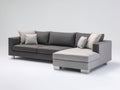 Sofás de esquina tapizados en tejido 250 x 165 x 86 cm - gris oscuro y gris claro - asiento acolchado con chaise longue y patas metálicas