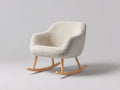 Mecedoras de tejido bouclé 78 x 88 x 86 cm - blanco crema y marrón claro - diseño envolvente con patines de madera