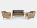 Sofás de exterior de ratán sintético 150x80x85 cm - madera natural-gris oscuro - conjunto de 3 piezas para terraza
