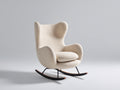 Mecedora tapizada de tela 80 x 74 x 101 cm - beige y negro - respaldo alto envolvente con base curva