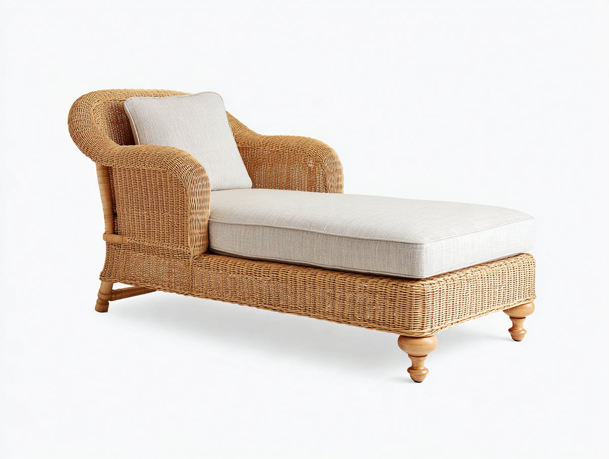 Tumbonas de ratán sintético 190x80x88 cm - marrón miel y blanco crema - estructura envolvente con asiento acolchado diseño clásico