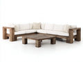 Sofás de exterior de madera 240 x 240 x 70 cm - marrón natural-blanco - conjunto esquinero rústico con mesa de centro