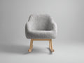 Mecedoras tapizada en tejido bouclé 72x85x92 cm - Gris claro y madera natural - Diseño compacto con patines curvos