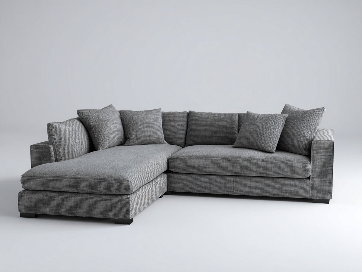 Sofás de esquina tapizados en tejido 270 x 175 x 85 cm - gris - diseño contemporáneo con chaise longue